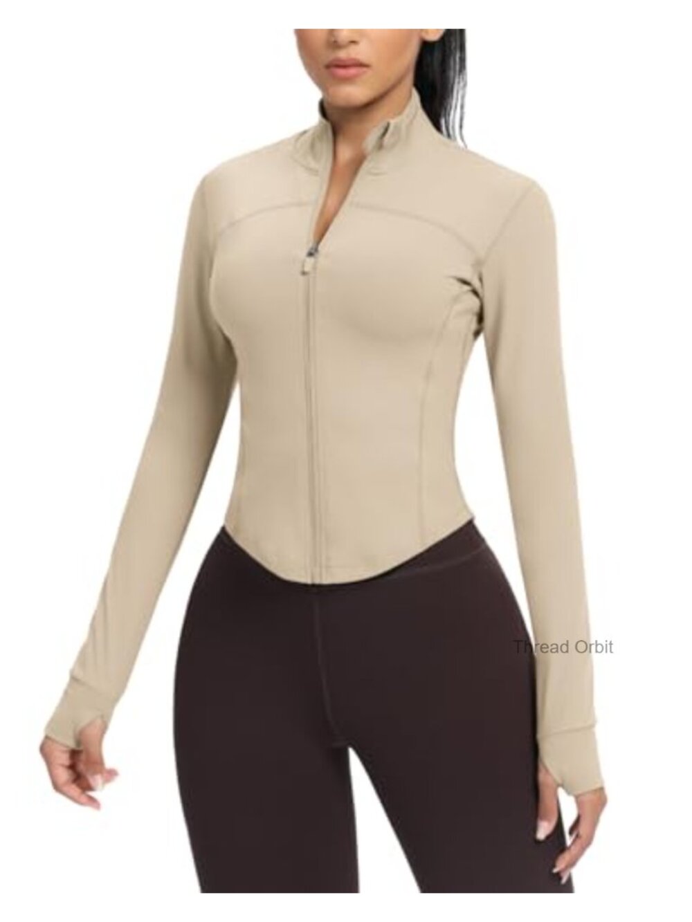 AVGO Cropped Running Workout Jacket Zip Slim Fit Athletic Top